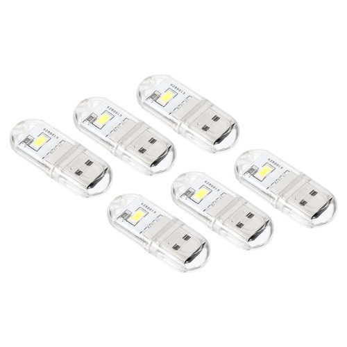 PATIKIL USB Night Light, 6 Pack Portable Plug-in Mini LED Lamp Stick 2 Beads for Home Decor Reading Sleeping Camping, White