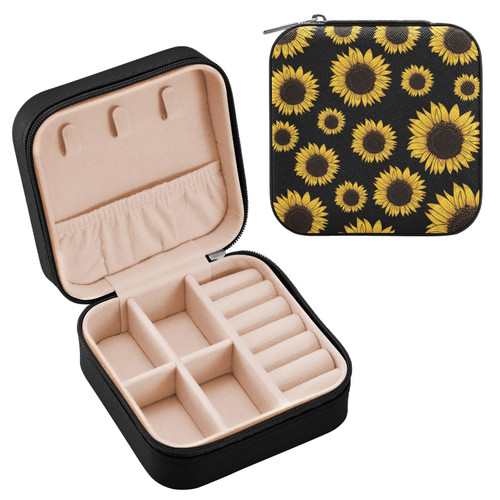Emelivor Black Sunflowers Travel Jewelry Case PU Leather Portable Jewelry Box Jewelry Travel Organizer Small Jewelry Box for Ring Earring Bracelet Gifts Necklace Display Box Holder for Women Girls Emelivor Black Sunflowers Travel Jewelry Case PU Leather Portable Jewelry Box Jewelry Travel Organizer Small Jewelry Box for Ring Earring Bracelet Gifts Necklace Display Box Holder for Women Girls