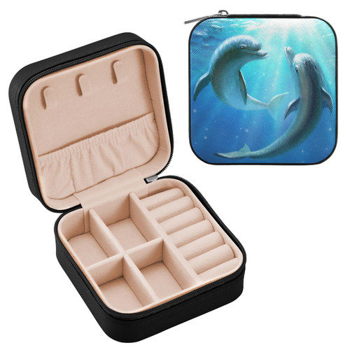 Emelivor Dolphins Travel Jewelry Case PU Leather Portable Jewelry Box Travel Jewelry Organizer Small Jewelry Box for Ring Necklace Earring Bracelet Gifts Display Box Holder for Women Girls Emelivor Dolphins Travel Jewelry Case PU Leather Portable Jewelry Box Travel Jewelry Organizer Small Jewelry Box for Ring Necklace Earring Bracelet Gifts Display Box Holder for Women Girls