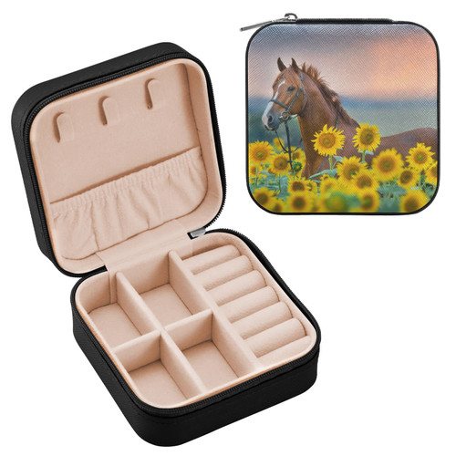 Emelivor Horse Sunflowers Travel Jewelry Case PU Leather Portable Jewelry Box Travel Jewelry Organizer Small Jewelry Box for Earring Bracelet Necklace Gifts Ring Display Box Holder for Women Girls Emelivor Horse Sunflowers Travel Jewelry Case PU Leather Portable Jewelry Box Travel Jewelry Organizer Small Jewelry Box for Earring Bracelet Necklace Gifts Ring Display Box Holder for Women Girls