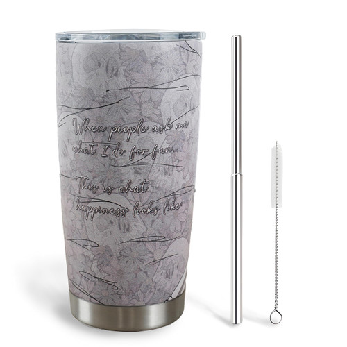 20 oz Cat Tumbler with Lid and Straw, Cat and Skull Coffee Mugs, Insulated Travel Coffee Mug, Birthday Gifts for Women,Cat Lovers, Reusable Stainless Steel Tumblers, Grey Cat Iced Coffee Cup