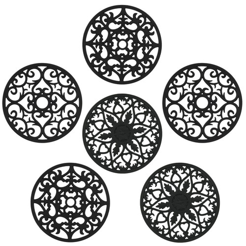 Kalsreui Trivets for Hot Dishes, Silicone Trivet Hot Pads for Kitchen, Silicone Trivets for Hot Pots and Pans, Round Silicone Pot Holder for Tabletop, Heat Resistant Mat for Countertop, Set of 6 Black