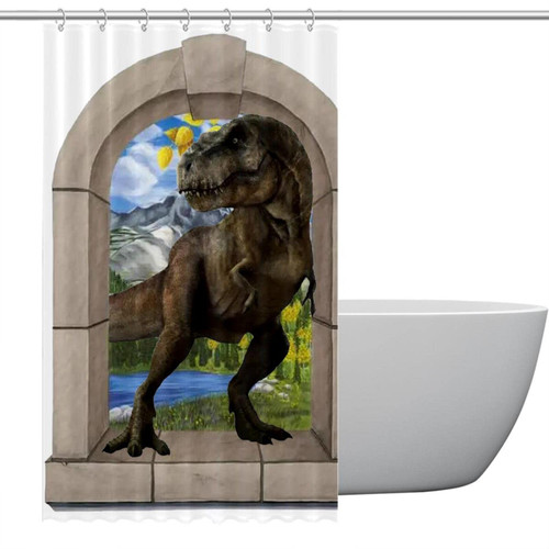 sdfsdfsd Polyester Fabric Waterproof Shower Curtain or Liner Bath Stall Size Big Dinosaur Hotel Bathroom Curtains with Grommets, 36x72