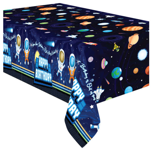 Treasures Gifted Outer Space Tablecloth - Pack of 3 Galaxy Tablecloth 54 x 108 Inches - Outer Space Party Decorations - Galaxy Table Cloth - Space Birthday Decorations - Space Party Supplies