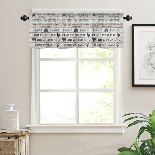 Farmhouse Cow Valance Curtains for Kitchen/Living Room/Bedroom/Bathroom/Window, Rod Pocket Rustic Farm Animal Window Valance Tiers, Small Window Curtain Drape Window Panel Treatment, 1 Panel 54x18