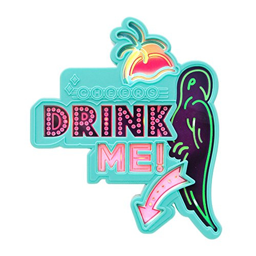 SUCK UK Flashing Parrot Drink Topper, 3.7" x 0.8" x 3.2", Green