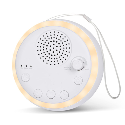 mmcrz Portable Sleep Sound Machine for Baby Adult, 16 Soothing Sound Noise Maker with Night Light, Travel White Noise Machine Features Battery, 3 Sleep Timer & Memory Function, Sound Therapy