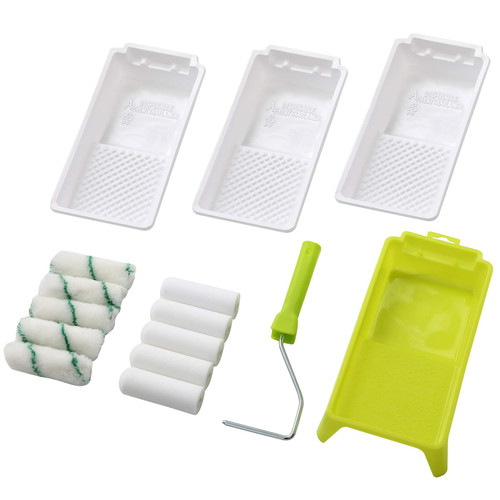 Foam Paint Roller Tray Set,4-Inch Mini Roller Cover Refills with Frame, Paint Tray, Liners, High-Density Foam Small Roller Naps, Bathtub Refinishing Sponge Roller Kit(15Pcs) Foam Paint Roller Tray Set,4-Inch Mini Roller Cover Refills with Frame, Paint Tray, Liners, High-Density Foam Small Roller Naps, Bathtub Refinishing Sponge Roller Kit(15Pcs)