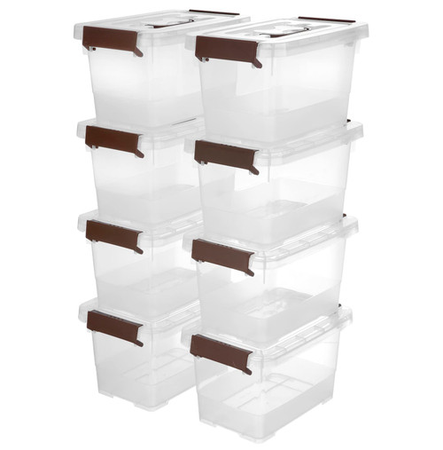 YYXB 8 Pack Plastic Storage Latch Bins, 4 Quart Clear Plastic Handle Box with Lids and Handle, Multi-Purpose