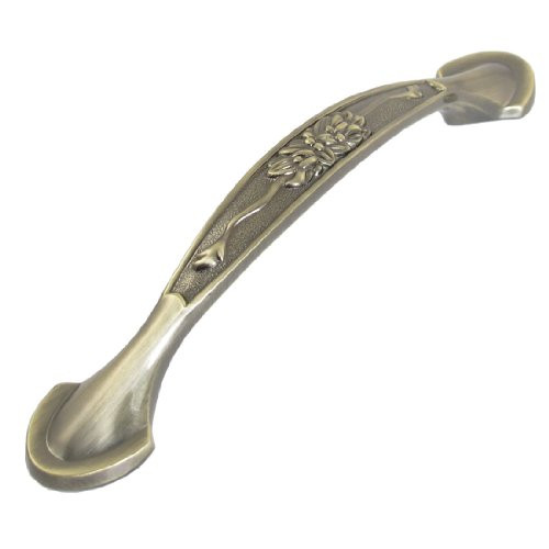 Uxcell Carved Floral Drawer Pull Handle, 11.5cm Long, Bronze Tone