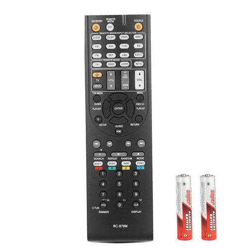 RC-879M RC879M Remote Control Compatible with Onkyo AV Receiver HT-R393 HT-R593 TX-SR333 TX-NR535 HTR393 HTR593 TXSR333 TXNR535 Replacement Controller with Batteries