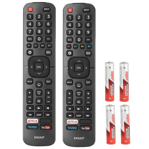 ?Pack of 2? EN2A27 Remote Control Compatible with Hisense Smart TV Controller EN2B27 EN2C27 EN2D27 EN2G27 EN2A27HT EN2AN27H EN2A127H EN2AS27H Replacement with Netflix Vudu YouTube Keys with Batteries