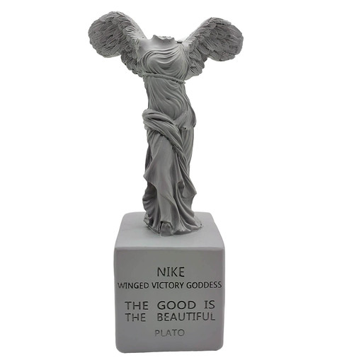 ELFWILL Resin Winged Victory Goddess Statue - The Graceful Greek Art Sculpture of The Warrior Goddess(Grey)