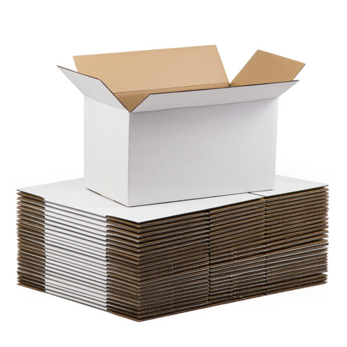SUNLPH White Shipping Boxes 11x6x6 Inches Small Corrugated Cardboard Boxes, 25 Pack