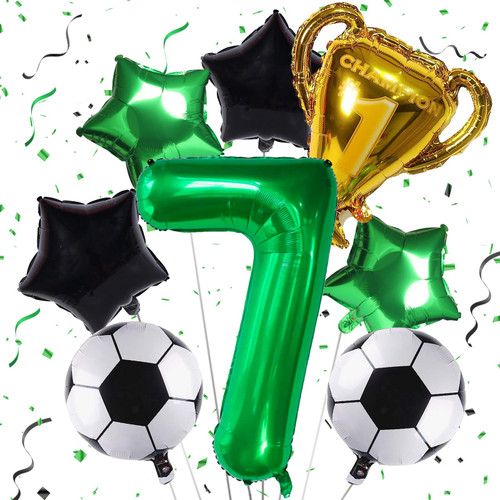 Soccer Balloons 7th Birthday Decoration for Boys, Kids Soccer Birthday Party Supplies with Championship Trophy Balloon, World Cup Party Decoration Balloons Foil Black Green Sports Theme Party Decor Soccer Balloons 7th Birthday Decoration for Boys, Kids Soccer Birthday Party Supplies with Championship Trophy Balloon, World Cup Party Decoration Balloons Foil Black Green Sports Theme Party Decor