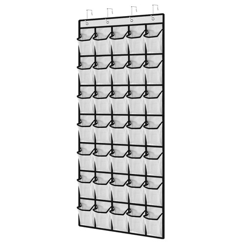 SupMaka Door Organizer Hanging - 35 Mesh Door Hanging Storage, Clear Pocket Shoe Bag Shoe Holder Rack for Closet Hanger, White