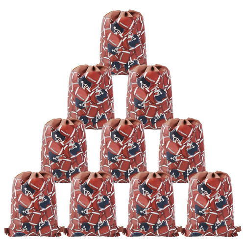 CIEOVO 12 Pack Touchdown Football Party Favor Goodie Bags, Treat Gift Drawstring Bag Football Bowls Backpack Party Decoration for Sport Football Theme Game Day Birthday Baby Shower Party Supplies