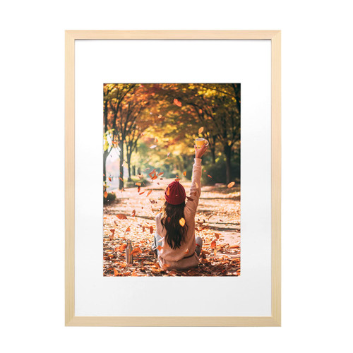 KINLINK A2 Picture Frames Natural Wood Frames with Acrylic Plexiglass 16.5 x 23.5 Frame for Pictures A3 with Mat or A2 without Mat Wall Mounting Display