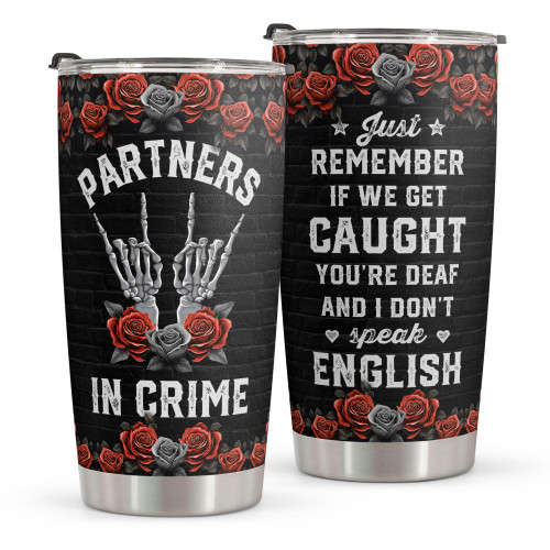 Macorner Best Friend Birthday Gifts Partner in Crime - Stainless Steel Tumbler 20oz - Friendship Gifts for Women Men Friend Work Bestie Soul Sister BFF - Funny Christmas Gift for Female Friend Bestie