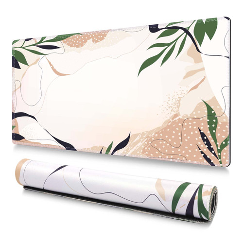 iLeadon Boho Large Mouse Pad for Desk, Cute Mouse Pad Plant Abstract Desk Mat, Desk Pad for Keyboard Mouse, XXL Extended Keyboard Pad Gaming Mouse Pad Office Desk Accessories for Women Desk Organizers