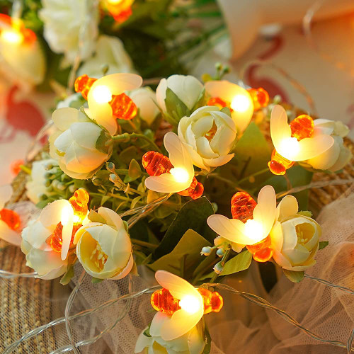 Byncceh Honeybee Fairy String Light-9.8FT 20LED Animal String Light ?3AA /USB Plug in, Simulation Bee Decoration Light for Indoor and Outdoor Wedding Party Garden Decoration Byncceh Honeybee Fairy String Light-9.8FT 20LED Animal String Light ?3AA /USB Plug in, Simulation Bee Decoration Light for Indoor and Outdoor Wedding Party Garden Decoration