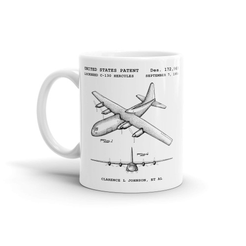 Lockheed C-130 Hercules Aircraft Patent Coffee Mug; Aviation Coffee Mug