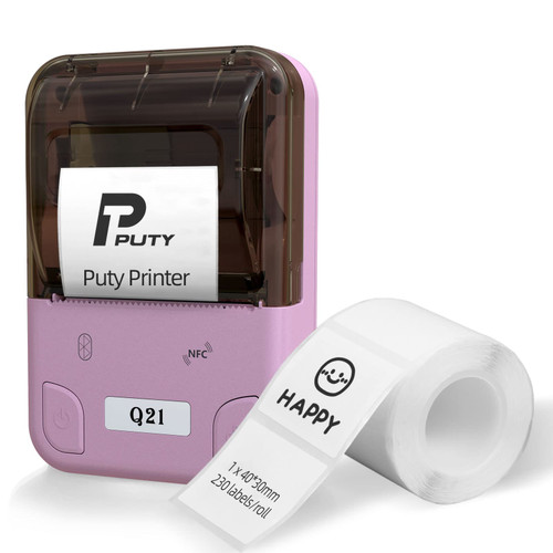 P PUTY Handheld Label Makers Q21 Mini Thermal Label Printer for Retail,Barcode,Office,2 Inch Bluetooth Label Maker Compatible with Android & iOS, with 1 Pack 40mm*30mm 230/Roll Labels