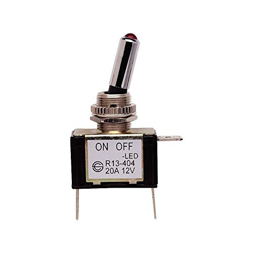 Bussmann BP/STT 20 Amp On-Off Toggle Switch with Chrome Lever and Red Led, 12Vdc Carded (1-Pack)