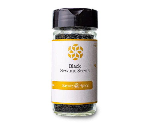 Savory Spice Black Sesame Seeds - Whole Black Sesame Seeds for Sushi, Rice, Salads, Fish & Pork | Use to Make Black Sesame Ice Cream (Medium Jar - Net: 2.5 oz)