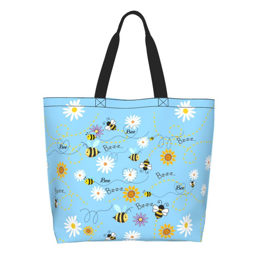 YOPIGOT Cute Bees Tote Bag Shoulder Bag Handbag Reusable Shopping Travel Grocery Bag Cute Bees Tote Gifts For Women