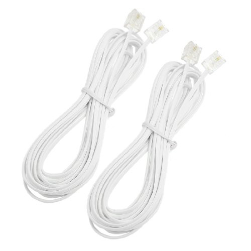 Uxcell Male to Male 6P2C RJ11 Telephone Modems Cable and Wire, 3.9M, 2 Pieces for Landline Telephone
