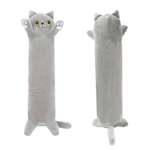 Seeneey Long Cat Plush Kawaii Body Pillow, Cute Cat Stuffed Animals Soft Plushies,Cat Soft Plush Long Cat Pillow Doll Toy Gift for Girlfriend. (Long Grey cat,19.6 in)