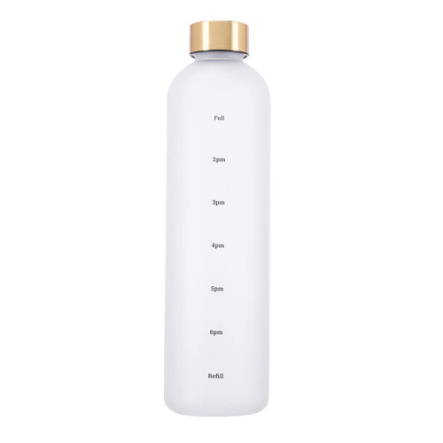 1000ml Water Bottles with Times to Drink and Straw, Motivational Water Bottle with Time Marker, Leakproof & BPA Free Drinking Sports Water Bottle for Fitness Outdoor Sports (White)