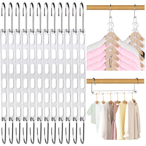 12 Pack Space Saving Hangers for Clothes, Collapsible Metal Hangers Organizer, Closet Hangers Space Saver, Clothes Hanger Organizer, Magic Hangers for Organization and Storage, Dorm Room Essentials