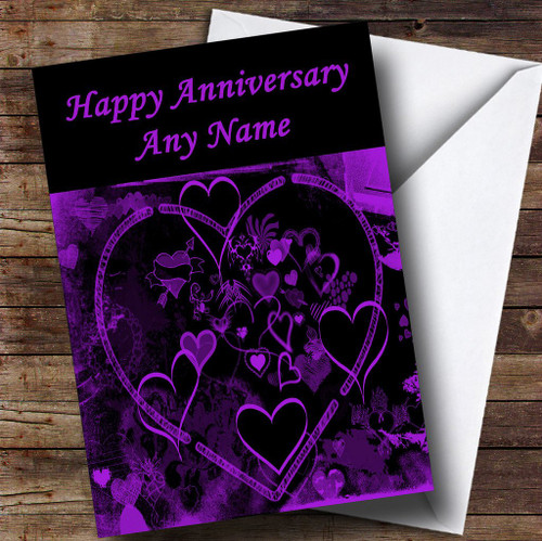 Purple And Black Love Heart Personalized Anniversary Greetings Greetings Card Purple And Black Love Heart Personalized Anniversary Greetings Greetings Card