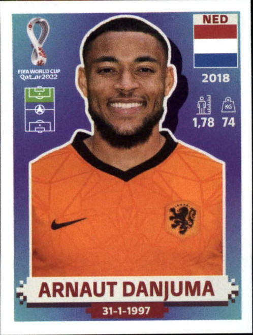 2022 Panini World Cup Qatar Sticker #NED17 Arnaut Danjuma Group A Netherlands Mini Sticker Trading Card
