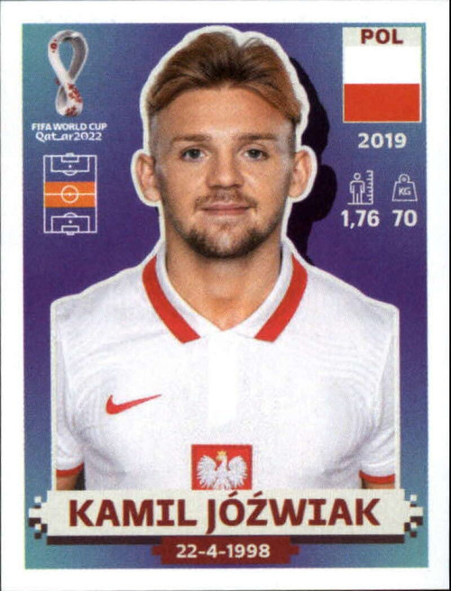 2022 Panini World Cup Qatar Sticker #POL11 Kamil Jozwiak Group C Poland Mini Sticker Trading Card