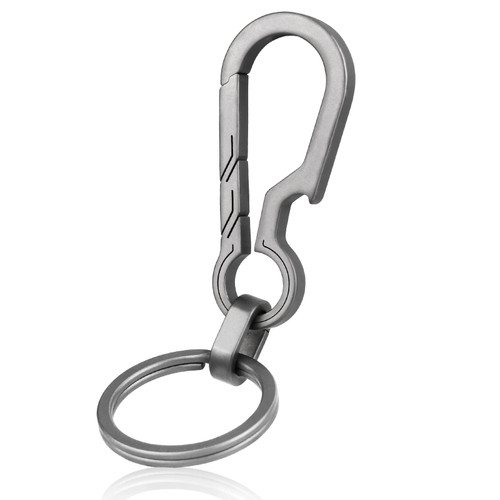 Titanium Carabiner Keychain with Titanium Key Ring, Key Chain Carabiner Clip Bottle Opener EDC Quick Release Hooks UIInosoo
