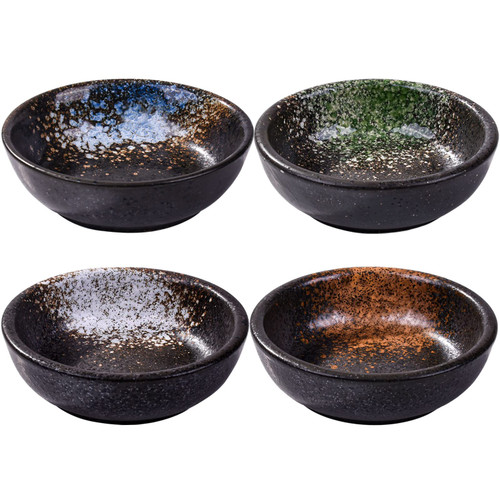 LMRLCS Japanese Style Soy Sauce Dish set of 4, 3.7 Inch Dipping Sauce Bowls, Small Dish for Sushi