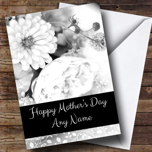 Black & White Vintage Roses Personalized Mother's Day Greetings Greetings Card Black & White Vintage Roses Personalized Mother's Day Greetings Greetings Card