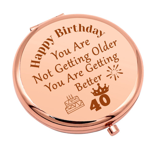 40th Birthday Gifts for Women 40 Years Old Gift for Women Rose Gold Compact Mirror Wife 40th Birthday Gift Ideas Folding Makeup Mirror Happy 40th Birthday Gifts for Mom Aunt Sister