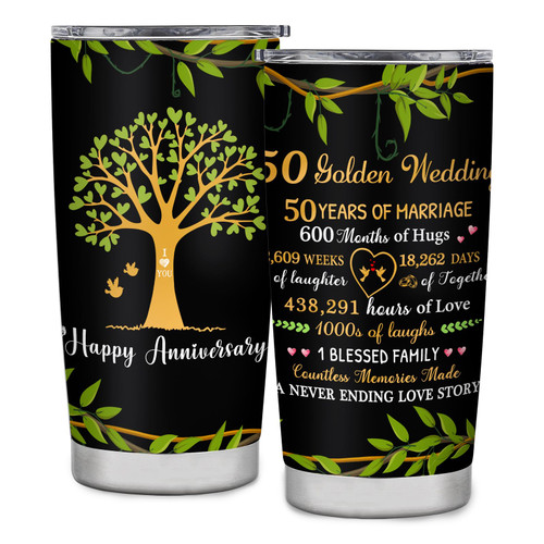 CaringTee 50th Anniversary Wedding Gifts, 50 year Anniversary Tumbler Gift Ideas for Couple Parents Friends, Golden 50th Anniversary Decorations Gifts for Her Him Grandparents CaringTee 50th Anniversary Wedding Gifts, 50 year Anniversary Tumbler Gift Ideas for Couple Parents Friends, Golden 50th Anniversary Decorations Gifts for Her Him Grandparents