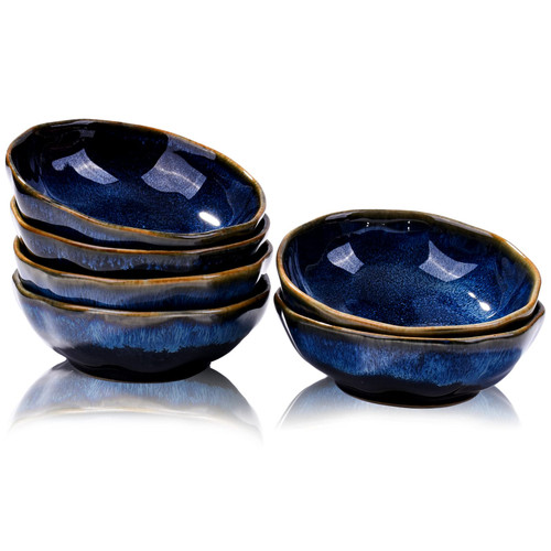 BOSILI Ceramic Soy Sauce Dishes Set of 6 Dipping Sauce Bowls for Sushi Snack Condiments (Blue Kiln) BOSILI Ceramic Soy Sauce Dishes Set of 6 Dipping Sauce Bowls for Sushi Snack Condiments (Blue Kiln)