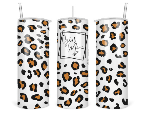 NMPassion Leopard Girl Mama Tumbler - Mama Travel Mug - Mama Of Girls - Cheetah Print Mama Tea Tumbler - Mama Life Water Tumbler Cup White