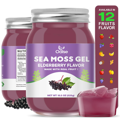 OALSE Sea Moss Gel Organic - Wildcrafted Irish Sea Moss Gel Elderberry for Overall Health and Immune Support,18.5OZ Seamoss Gel