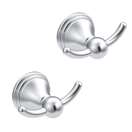 Asidrama Towel Hooks for Bathroom,Polished Chrome Coat Hooks for Kitchen Shower Door Wall Mounted,Exquisite Robe & Towel Hooks,Durable Robe Wall Hooks for Hanging Towels (2 Pack)