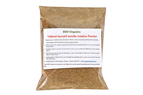 BSD Organics vallarai keerai / Centella Asiatica / Brahmi powder - 100 Gram / 1.7 Ounce