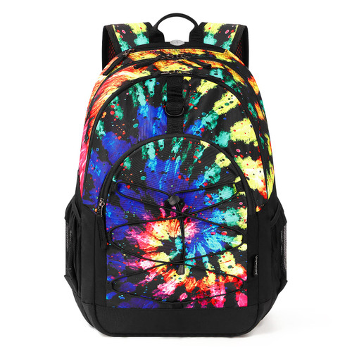 Choco Mocha Tie Dye Backpack for Teen Girls, Travel School Backpack for Kids Middle School Large Bookbag 18 Inch, Black