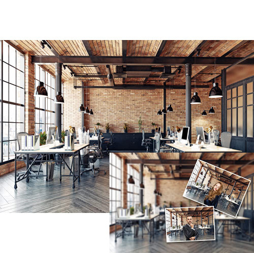 DASHAN 10x8ft Polyester Zoom Meeting Business Office Backdrop for Video Conference Home Office Modern Office Window YouTube Meeting Photography Background House Interior City Office Building PhotoProp