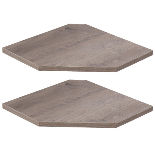 Corner Shelf Wall Mount, Corner Floating Shelves, Set of 2 Corner Wall Shelf Organizer, Rustic Wood Wall Storage Display Shelves for Living Room Bedroom Bathroom Kitchen, Rustic Grey